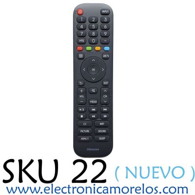 CONTROL REMOTO PARA TV HISENSE (ORIGINAL, NUEVO) / NUMERO DE PARTE EN2AM30H / XHY-B2025-3D / XHY220523 / 287304